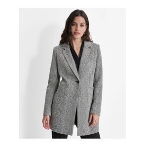 DKNY Notch-Lapel Single-Button Long-Sleeve Jacket Black / White